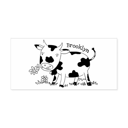 Niedliche Kuh in Cartoon-Abbildung Gummistempel (Prägung)