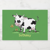 Niedliche Kuh in Cartoon-Abbildung Lebensmitteletikett (Einzelnes Label)