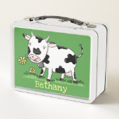 Niedliche Kuh in Cartoon-Abbildung Metall Brotdose (Rückseite)