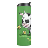 Niedliche Kuh in Cartoon-Abbildung Thermosbecher (Nach links gedreht)