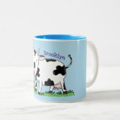 Niedliche Kuh in Cartoon-Abbildung Zweifarbige Tasse (VorderseiteRechts)