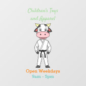 Niedliche Kuh in Kung Fu Anzug Cartoon Fensteraufkleber (Blatt)