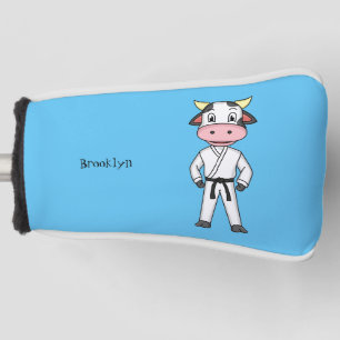 Niedliche Kuh in Kung Fu Anzug Cartoon Golf Headcover