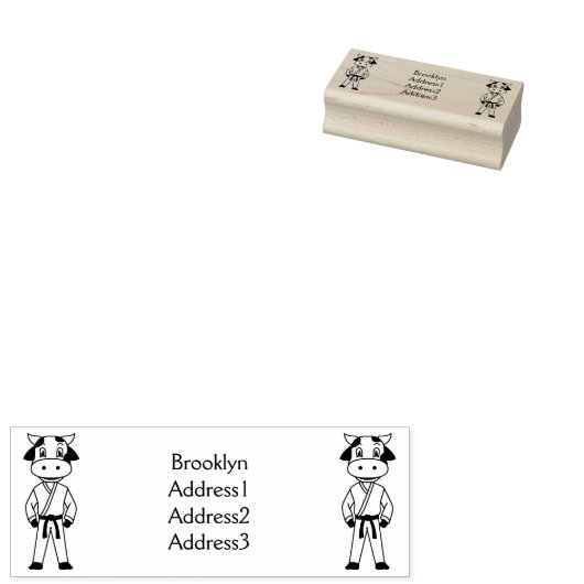 Niedliche Kuh in Kung Fu Anzug Cartoon Gummistempel (Stempel)