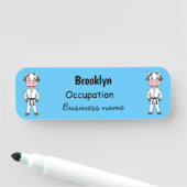 Niedliche Kuh in Kung Fu Anzug Cartoon Namensschild (Beispiel)