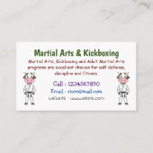 Niedliche Kuh in Kung Fu Anzug Cartoon Visitenkarte (Vorderseite)