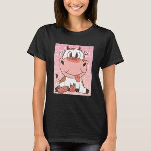 Niedliche Kuh isst Erdbeeren T-Shirt