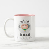 Niedliche Kuh isst Gras Funny Farm Tierischer Cart Zweifarbige Tasse (Links)