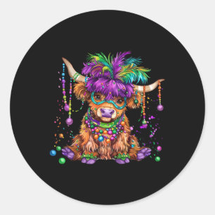 Niedliche Kuh Mardi Gras Funny Cow Männer Frauenko Runder Aufkleber