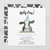 Niedliche Kuh mit Blue Party Hut & Bow Krawatte Ei (Vorne/Hinten)