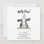 Niedliche Kuh mit Blue Party Hut & Bow Krawatte Ei (Vorderseite)