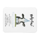 Niedliche Kuh mit Blue Party Hut & Bow Krawatte Ei Magnet (Horizontal)