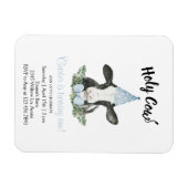 Niedliche Kuh mit Blue Party Hut & Bow Krawatte Ei Magnet (Horizontal)