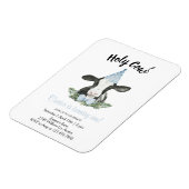 Niedliche Kuh mit Blue Party Hut & Bow Krawatte Ei Magnet (Linke Seite)