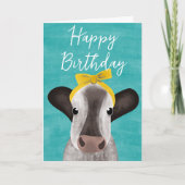 Niedliche Kuh mit Bow individuell anpassbarer Gebu Karte (Vorderseite)