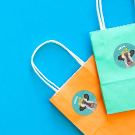 Niedliche Kuh mit Bow Personalisiert Runder Aufkleber