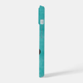 Niedliche Kuh mit Bow Turquoise Blue iPhone 15 Hülle (Linke Seite)