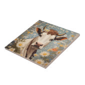 Niedliche Kuh mit dunklen Blume Fliese (Seite)