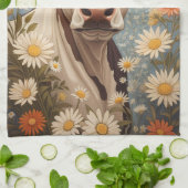 Niedliche Kuh mit dunklen Blume Geschirrtuch (Gefaltet)