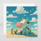 Niedliche Kuh mit einem Milchshake Mitteilungskarte (Vorne/Hinten)