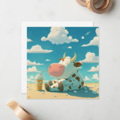 Niedliche Kuh mit einem Milchshake Mitteilungskarte (Vorderseite/Rückseite Beispiel)