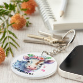 Niedliche Kuh mit Ihrem Namen Blumenkohl-Farm Schl Schlüsselanhänger (Vorderseite rechts)