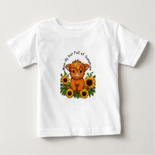 Niedliche Kuh mit Sonnenblumen Baby T-shirt