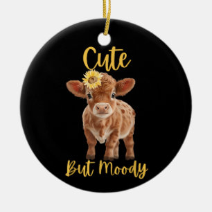 Niedliche Kuh-Moody Kuh liebt Farm Cowgirl Baby Su Keramik Ornament