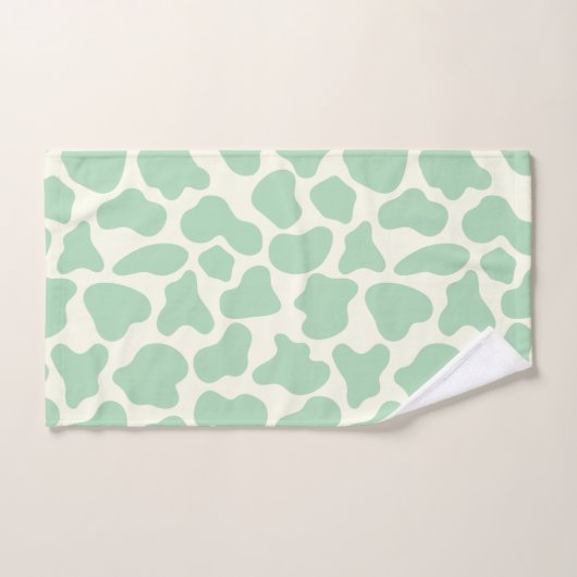 Niedliche Kuh-Muster Ästhetische Minze Grün Badhandtuch Set (Handtuch)