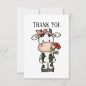 Niedliche Kuh-Nachricht Dankeskarte (Vorderseite)