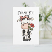 Niedliche Kuh-Nachricht Dankeskarte (Stehend Vorderseite)