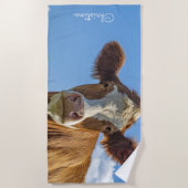 Niedliche Kuh Personalisiert Beach Handtuch (Vorderseite)