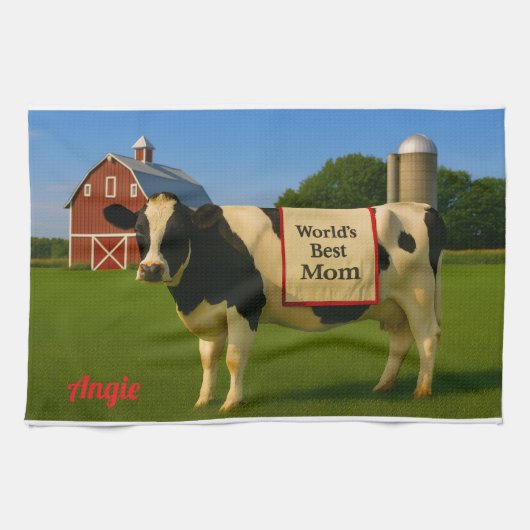 Niedliche Kuh Personalisiert Küchentuch für Mama (Horizontal)