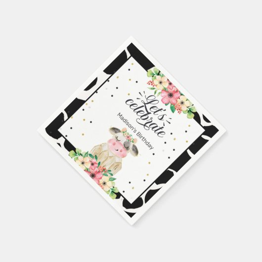 Niedliche Kuh Personalisierter Papiere Napkin Serviette (Ecke)