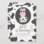 Niedliche Kuh Pink Bow Geburtstagspartei Einladung (Vorne/Hinten)
