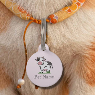 Niedliche Kuh Pink Pet Tag Haustiermarke