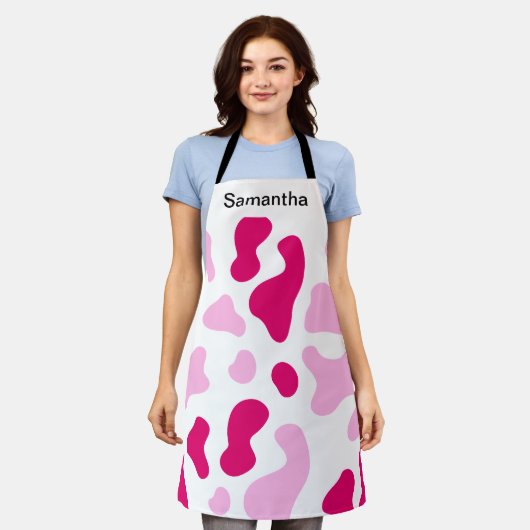 Niedliche Kuh Print Girly Pink benutzerdefinierte Schürze (Getragen)
