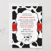 Niedliche Kuh Print Red Black Einladung (Vorderseite)