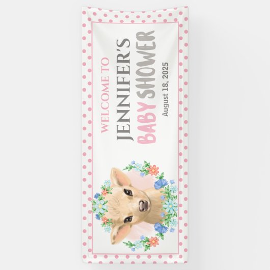 Niedliche Kuh-Rosa-Blütendusche Banner (Vertikal)