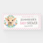Niedliche Kuh-Rosa-Blütendusche Banner (Horizontal)