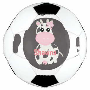 Niedliche Kuh rosa Muster Monogram Name Soccer Bal Fußball