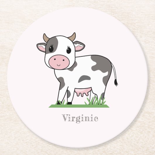 Niedliche Kuh Rosa Untersetzer (Vorderseite)