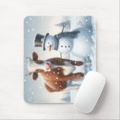 Niedliche Kuh & Schneemann im Winterfeld Mousepad (Mit Mouse)