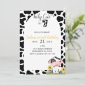 niedliche Kuh schwarz-weiß siebter Geburtstag Einladung (Stehend Vorderseite)