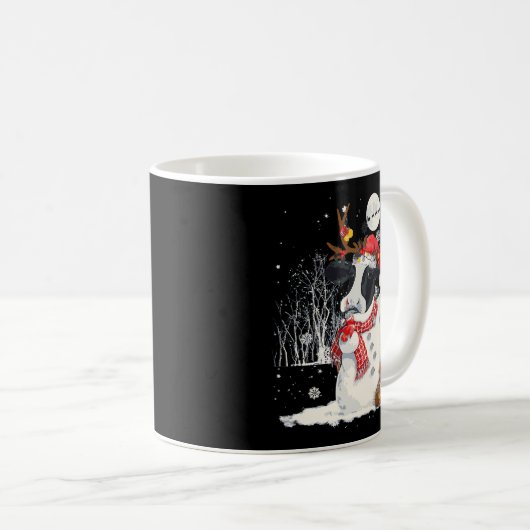 Niedliche Kuh Snowcow Weihnachtskuh Schneemann Win Kaffeetasse (VorderseiteRechts)