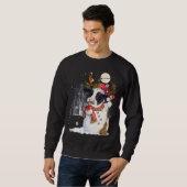 Niedliche Kuh Snowcow Weihnachtskuh Schneemann Win Sweatshirt (Vorne ganz)