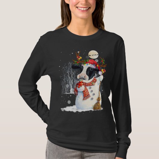 Niedliche Kuh Snowcow Weihnachtskuh Schneemann Win T-Shirt (Vorderseite)