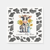 Niedliche Kuh Sonnenblumen Farm Animal Calf Baby D Serviette (Vorderseite)