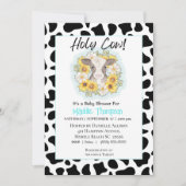 Niedliche Kuh Sonnenblumen Farm Baby Dusche Einlad Einladung (Vorderseite)