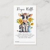 Niedliche Kuh Sonnenblumen Farm Windeln Raffle Bab Begleitkarte (Vorderseite)